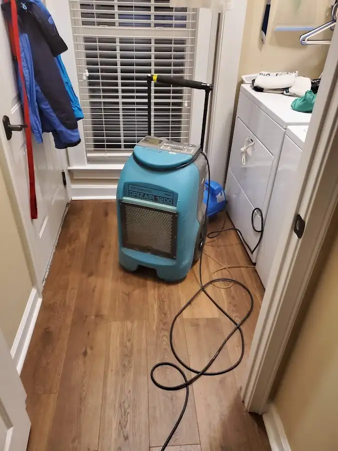 Commercial dehumidifier deployed for Flood Damage Cleanup in Woodcliff Lake